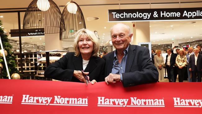 Katie Page and Gerry Harvey cut the ribbon to open their first British store, at the Merry Hill shopping centre near Birmingham. Picture: Cameron Smith