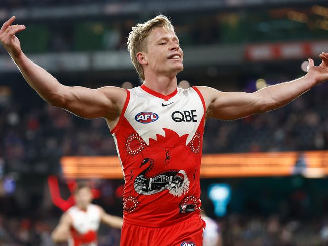 Isaac Heeney has gone to another level as a midfielder. Picture: Michael Willson/AFL Photos via Getty Images