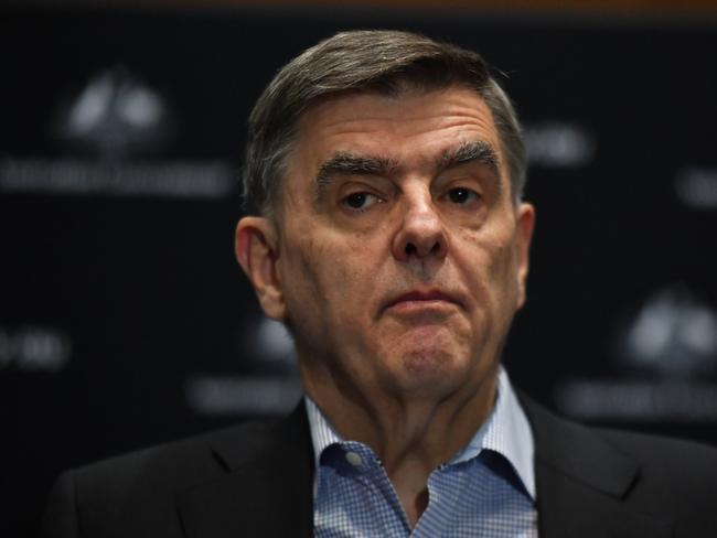 Chief Medical Officer Professor Brendan Murphy speaks to the media at a press conference at Parliament House in Canberra, Sunday, April 12, 2020. (AAP Image/Mick Tsikas) NO ARCHIVING