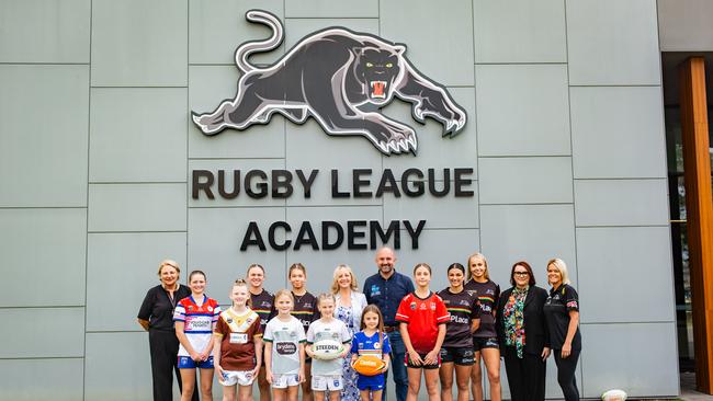 MP Melissa McIntosh with Panthers representatives at the site of the academy. Picture: Contributed