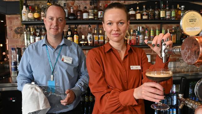 Strathmore Hotel Manager Tim Riemann and food and beverage staff member Lisa Clare. Picture: Keryn Stevens