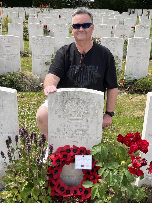 Craig Fletcher visited the grave of Alexander's brother James Page on Sunday in Belgium.