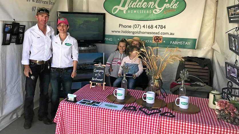 Clint and Tina Kenyon at their market stall at BaconFest 2019's South Burnett Flavours. Picture: Hidden Gold Homestead Facebook