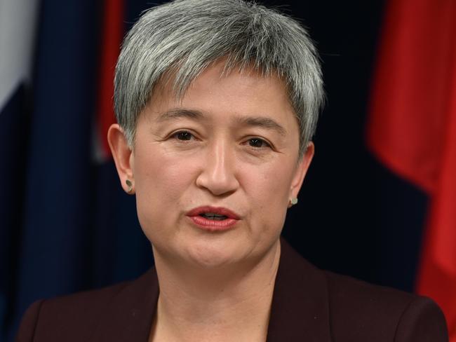 ADELAIDE, AUSTRALIA - NewsWire Photos April 11, 2023: The Minister for Foreign Affairs, Senator the Hon Penny Wong, and Minister for Trade and Tourism, Don Farrell, are in Adelaide today and held a joint press conference. The Australian Government has reached an agreement with China that creates a pathway towards resolving the dispute over Australian barley.Picture: NCA NewsWire / Naomi Jellicoe