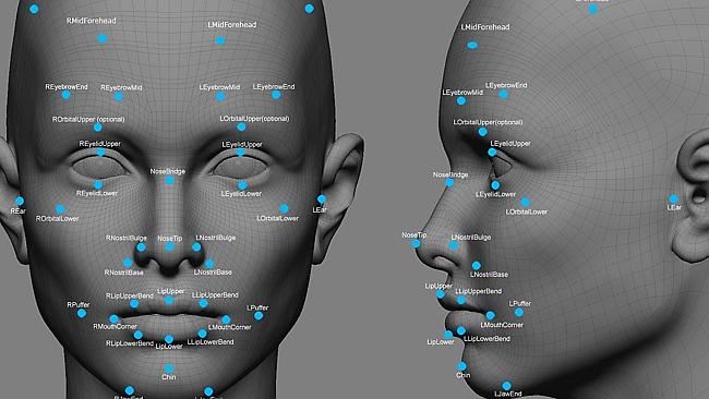 Facial recognition system data points. Picture: FBI