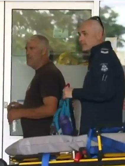 Trevor Salvado arrives at Wangaratta Hospital. Courtesy Seven News