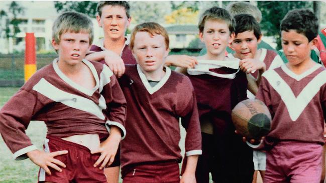 Stars in their eyes ... Darren Lockyer (far left) with teammates from Wandoan.