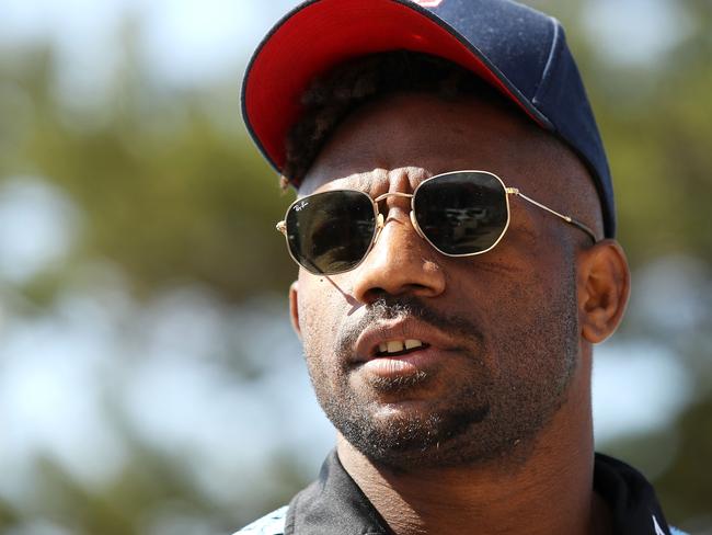 SYDNEY, AUSTRALIA - SEPTEMBER 10: James Segeyaro speaks to the media during a Cronulla Sharks NRL media opportunity at North Cronulla Surf Club on September 10, 2018 in Sydney, Australia. (Photo by Mark Kolbe/Getty Images)