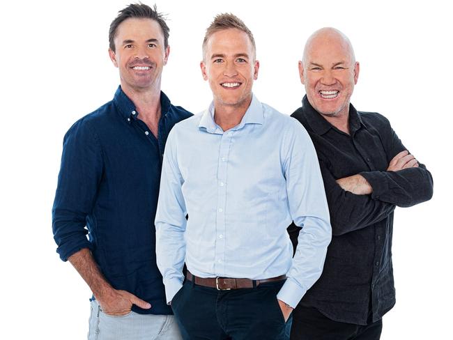 Triple M Rush Hour hosts Andrew Jarman, Bernie Vince and Greg Blewett. Picture: Triple M