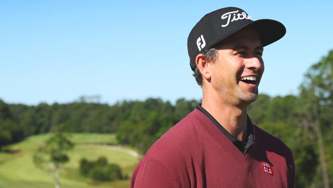 Professional Golfer Adam Scott after playing 9 holes at the Maleny Golf Club live on Instagram to launch the now 18 hole course and encourage Sunshine Coast locals to get back out on the course after isolation. Photo Lachie Millard