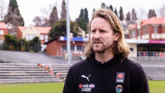 Tasmania Devils Coach Jeromey Webberley has led his side to a preliminary final and a minor premiership in his first two seasons as coach. Picture: Linda Higginson