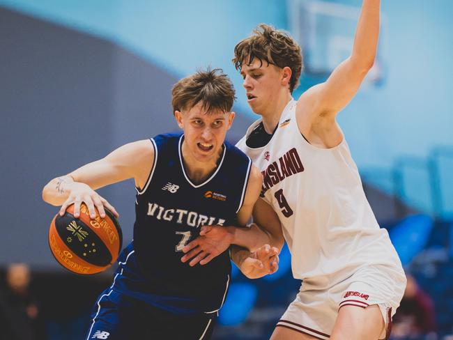 Luke Fennell in action for Victoria at the 2025 Basketball Australia Under-20 National Championships. Picture: Taylor Earnshaw