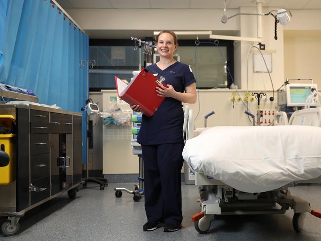 ICU nurse Charlotte Beniuk during a shift at Royal Prince Alfred Hospital in Camperdown. Picture: Jonathan Ng