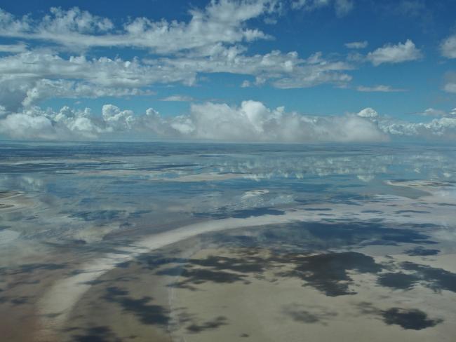 Lake Eyre, South Australia. “I talked a couple of people into doing a longer trip. I said: ‘We’re pretty lucky, there’s been a whole lot of rain’. It was the best trip ever, after that we started doing three-day trips everywhere.” Picture: Andrew Kube