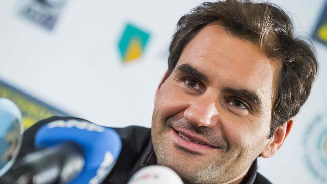 Roger Federer at a press conference ahead of the ATP event in Rotterdam.