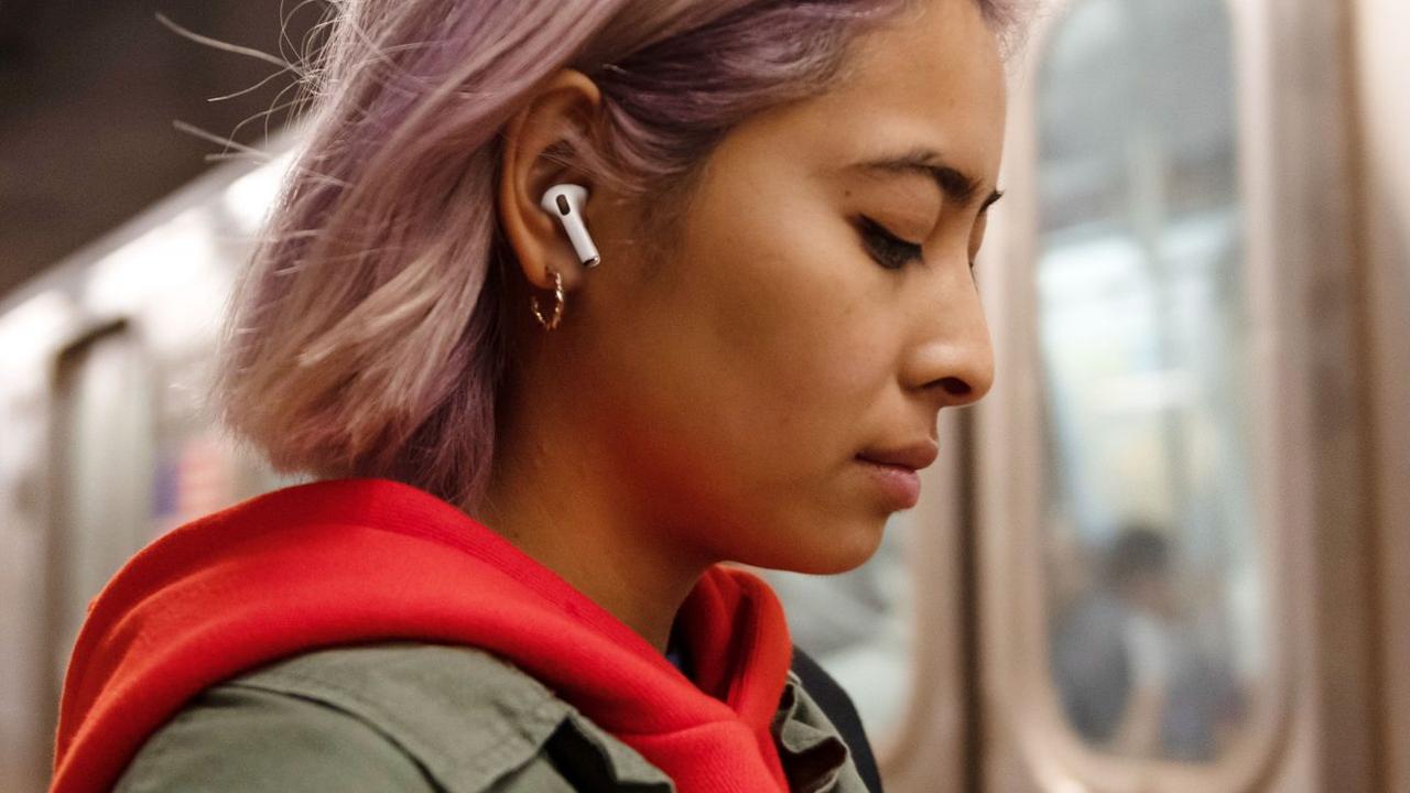 The AirPods Pro comes with customisable earbuds, ensuring a perfect fit every time. Image: Apple.