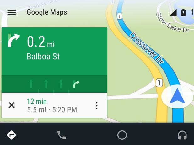 Screen shot of Google's Android Auto system for cars