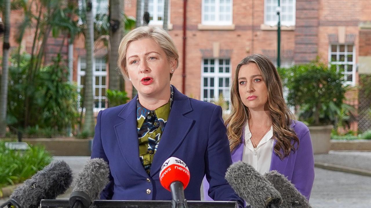 Minister for Child Safety and the Prevention of Domestic and Family Violence Amanda Camm and Minister for Youth Justice and Victim Support Laura Gerber. Photo: Supplied by the Office of the Premier