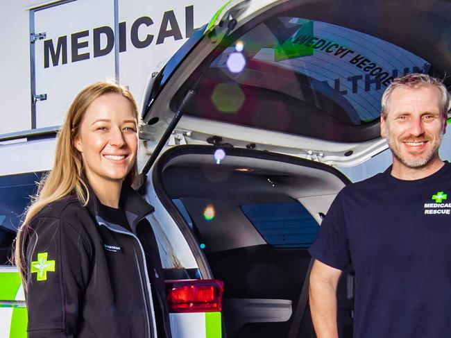 MEDICAL RESCUE.Queensland export business success story Medical Rescue in Burleigh Heads. Medical Rescue staff Ashley Reid, Clayton Dragona and Robyn Munoz.Picture: Nigel Hallett