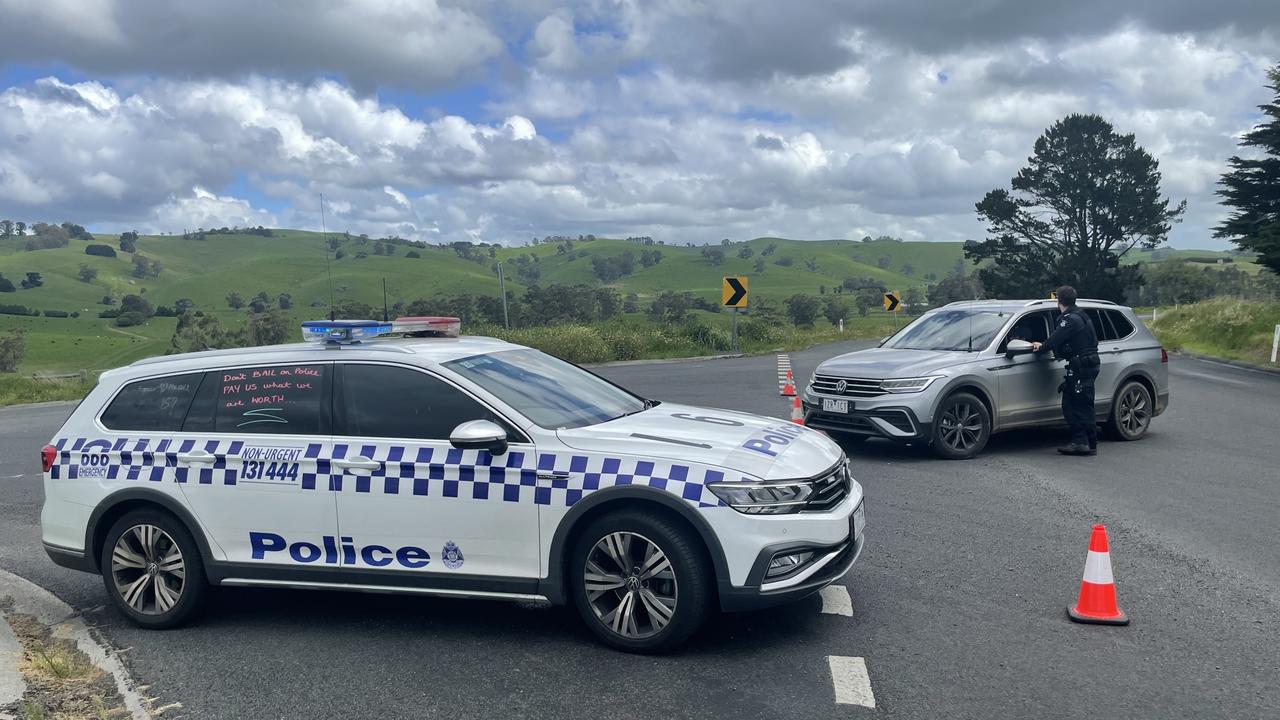 Police have cordoned off roads. Picture: Jack Colantuono/ Herald Sun.