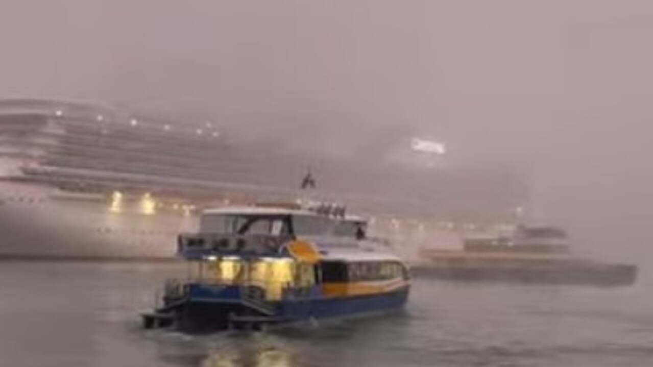A foggy Sydney Harbour on Monday. Picture: Eric Wong
