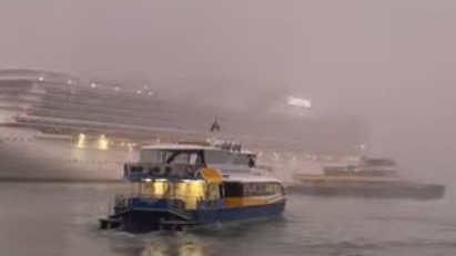 A foggy Sydney Harbour on Monday. Picture: Eric Wong