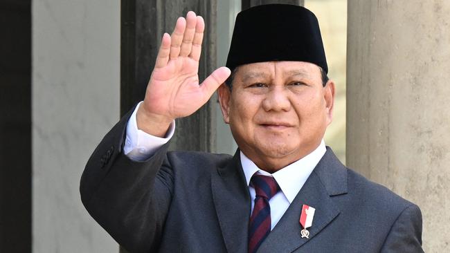 Defence Minister Prabowo Subianto, an ex-son-in-law of late dictator Suharto and former special forces commander accused of human rights abuses, is the lead candidate for Indonesia’s presidential elections to be held in February. Picture: Bertrand Guay/AFP