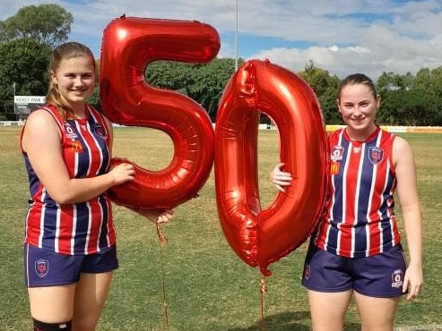 Wilston Grange milestone girls, Isobel Bradley and Jess Black, with 50 games under their belt. Well done girls.