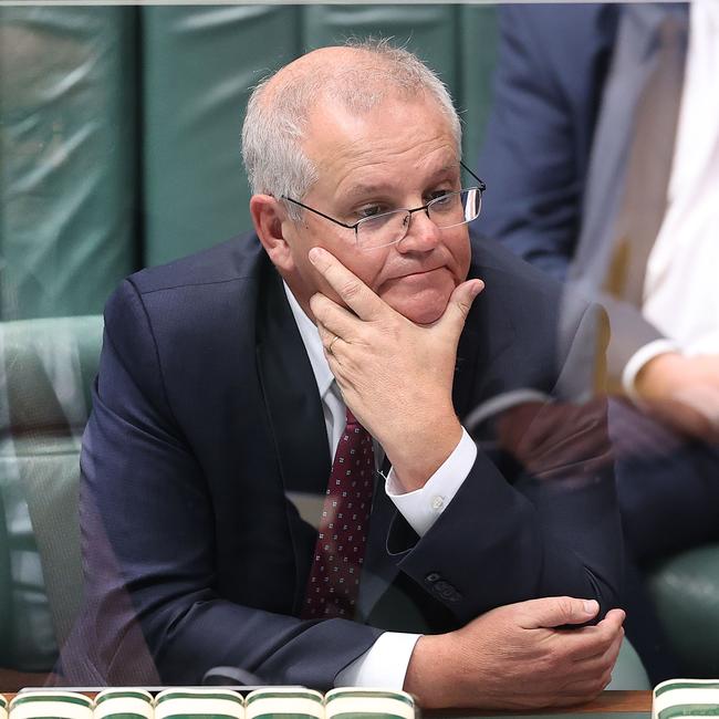 Scott Morrison told a Coalition partyroom meeting on Tuesday: ‘I can assure you we can win this election. I know the path from here to there.’ Picture: Gary Ramage