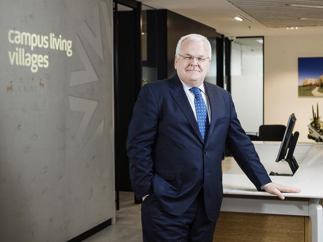 08/10/2018: John Schroder is the former chief executive of commercial property at Stockland and has moved to student accommodation group Campus Living Villages as managing director. Photographed at the in offices in Sydney on Monday. Hollie Adams/The Australian