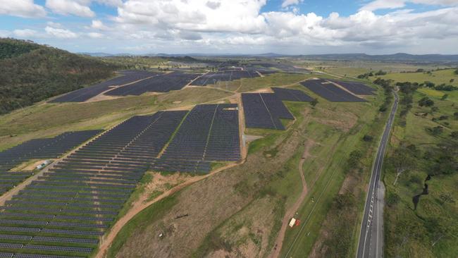 A drone image of the Woolooga solar farm. Picture: Neale Maynard