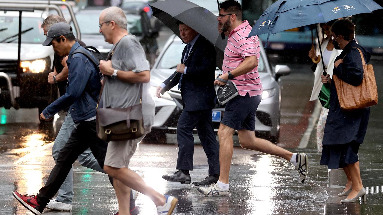 The wet weather in Sydney prevented a press conference by the Transport Minister. Picture: NCA NewsWire / Dylan Coker