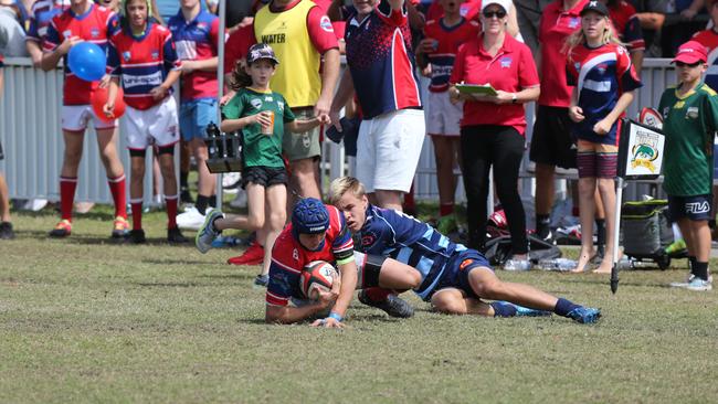 Action galleries of the junior rugby union grand finals, match played at Surfers Paradise Home Ground. Helensvale Hogs Vs Bond Uni Pirates under 14s division. Picture Mike Batterham