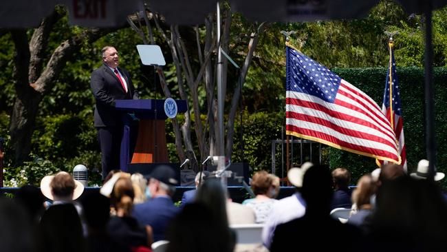 Mr Pompeo said: ‘We must start by changing how our people and our partners perceive the Chinese Communist Party.’ Picture: AFP