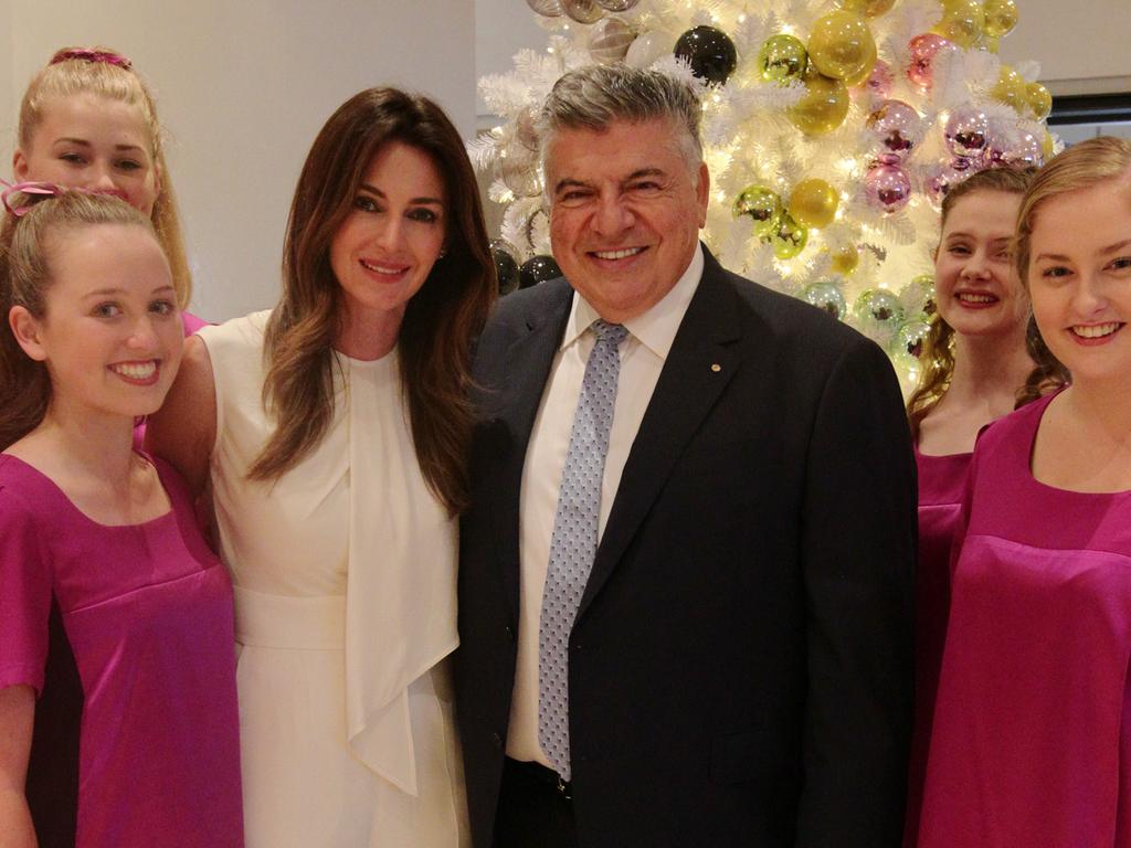 Aussie Home Loans founder John Symonds, his wife Amber and their children at their annual Christmas party at their waterfront Point Piper, Sydney mansion. Picture: Brianne Makin