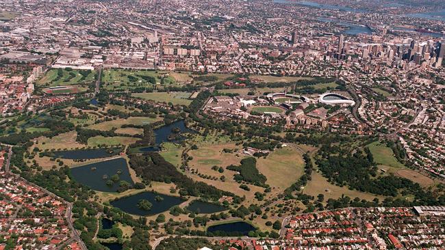 Aerial view of Centennial Park, Sydney, NSW./New/South/Wales/Sydney