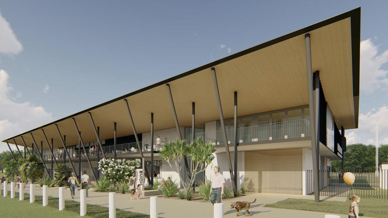 Designs of a proposed community health precinct at Noosa Pirates Rugby League Club.