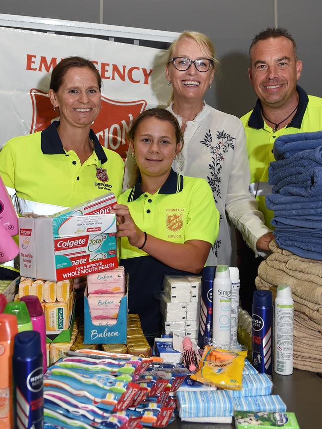 Salvation Army assistant state director of Victoria Carolyn Spratling, volunteer Shenae Spratling, Lord Mayor Sally Capp and volunteer Nigel Mapes. Picture: Josie Hayden