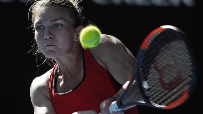 Romania's Simona Halep makes a backhand return. Picture: AP