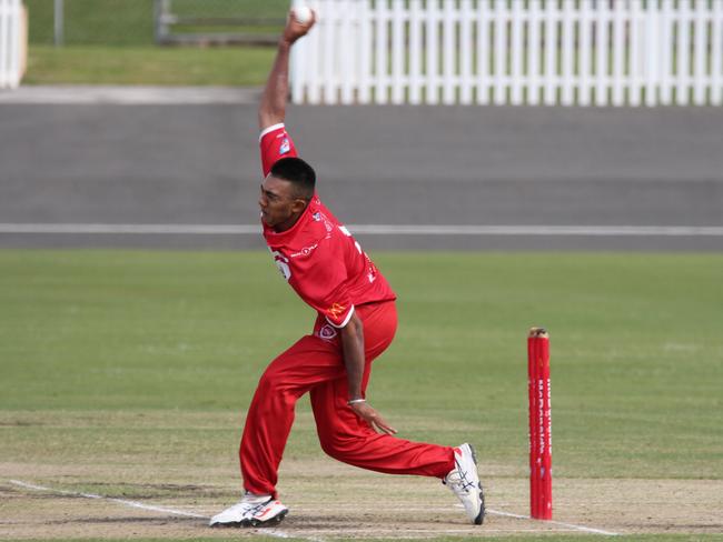 Manraj Kahlon at full stride for St George. Picture: St George Cricket Club