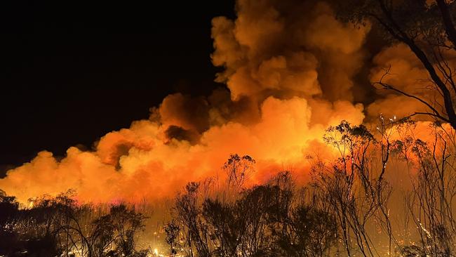 A bushfire in Montrose, west of Kogan. in Queensland, in early 2023.