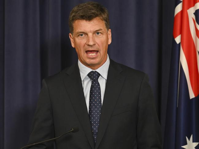 CANBERRA, AUSTRALIA  - NewsWire Photos - December 18, 2024: Shadow Treasurer Angus Taylor holds a press conference on the Mid-Year Economic and Fiscal Outlook at Parliament House in Canberra. Picture: NewsWire / Martin Ollman