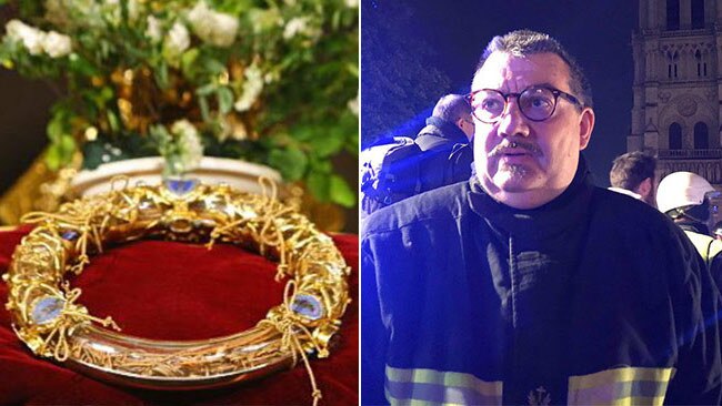 Father Jean-Marc Fournier and the Crown of Thorns. Picture: Supplied.