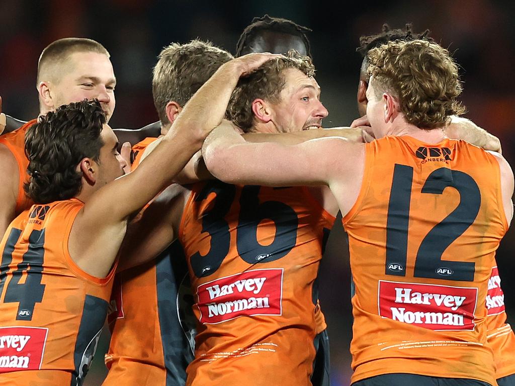 The Giants dominated the second half to claim the four points. (Photo by Mark Metcalfe/AFL Photos/via Getty Images )