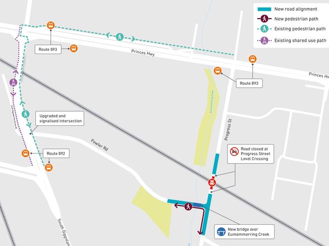 A map describing what the changes to Progress St will look like once the level crossing is removed.Picture: LXRP