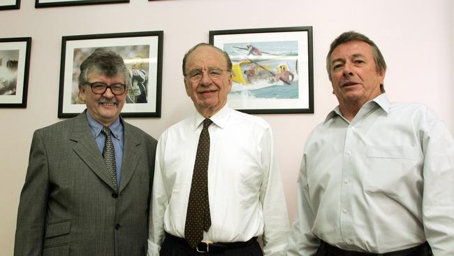 News Corp Chairman Rupert Murdoch with Editor in Chief Bob Gordon and Managing Director Roy Miller in 2005.