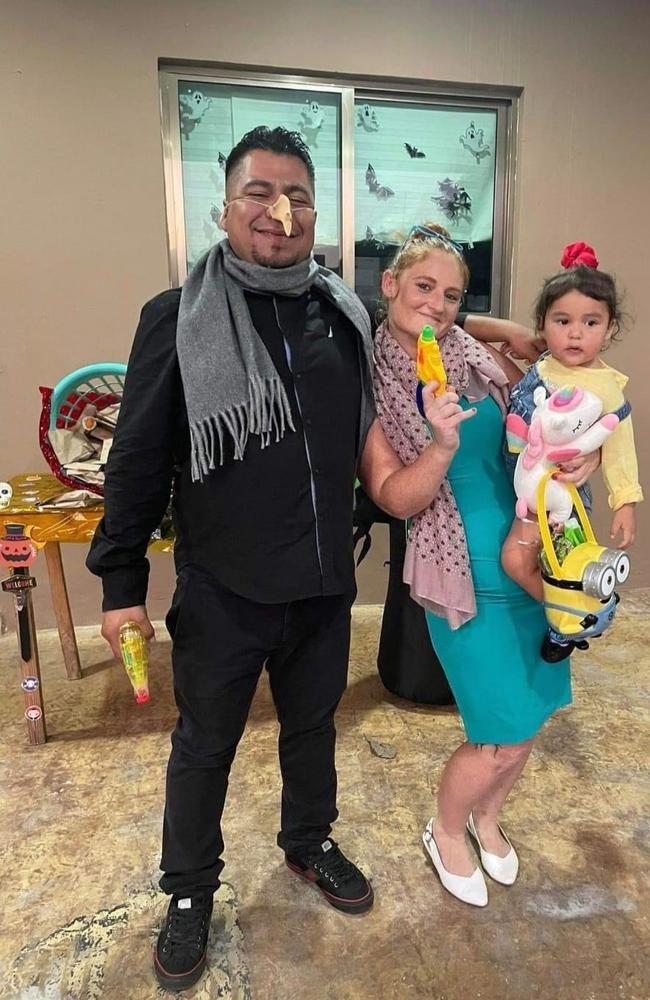 Missing Whitsunday mum Tahnee Shanks with partner Jorge Aguirre Astudillo and their daughter Adelynn. The pair have been missing since toddler Addy was dumped at a church in Cancun on May 2, 2022. Picture: Facebook