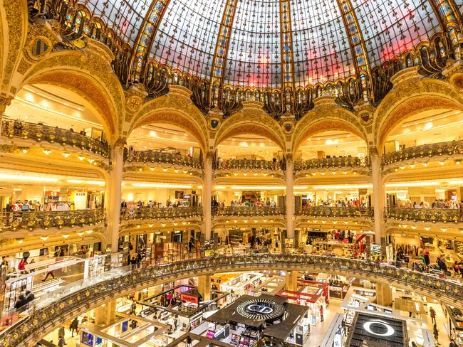 France, Paris, Galeries Lafayette a luxury shopping department store. The Galeries  Lafayette offers its visitors a splendid glass Cupola, rising to a Stock  Photo - Alamy