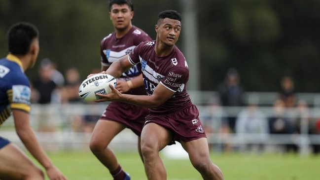 Latu Fainu in action for Manly's Harold Matthews Cup side, Round 1, 2021. (Photo: Bryden Sharp