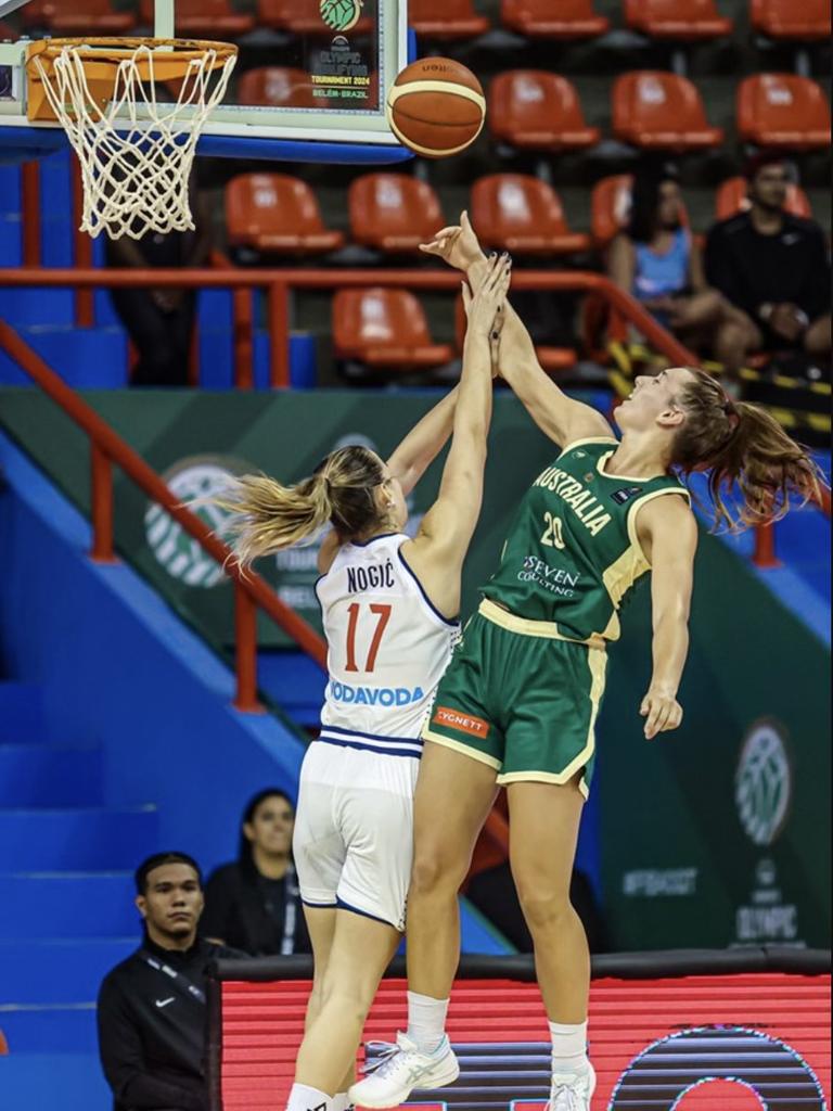 Australian Basketballer Isobel Borlase playing Serbia Picture: Supplied